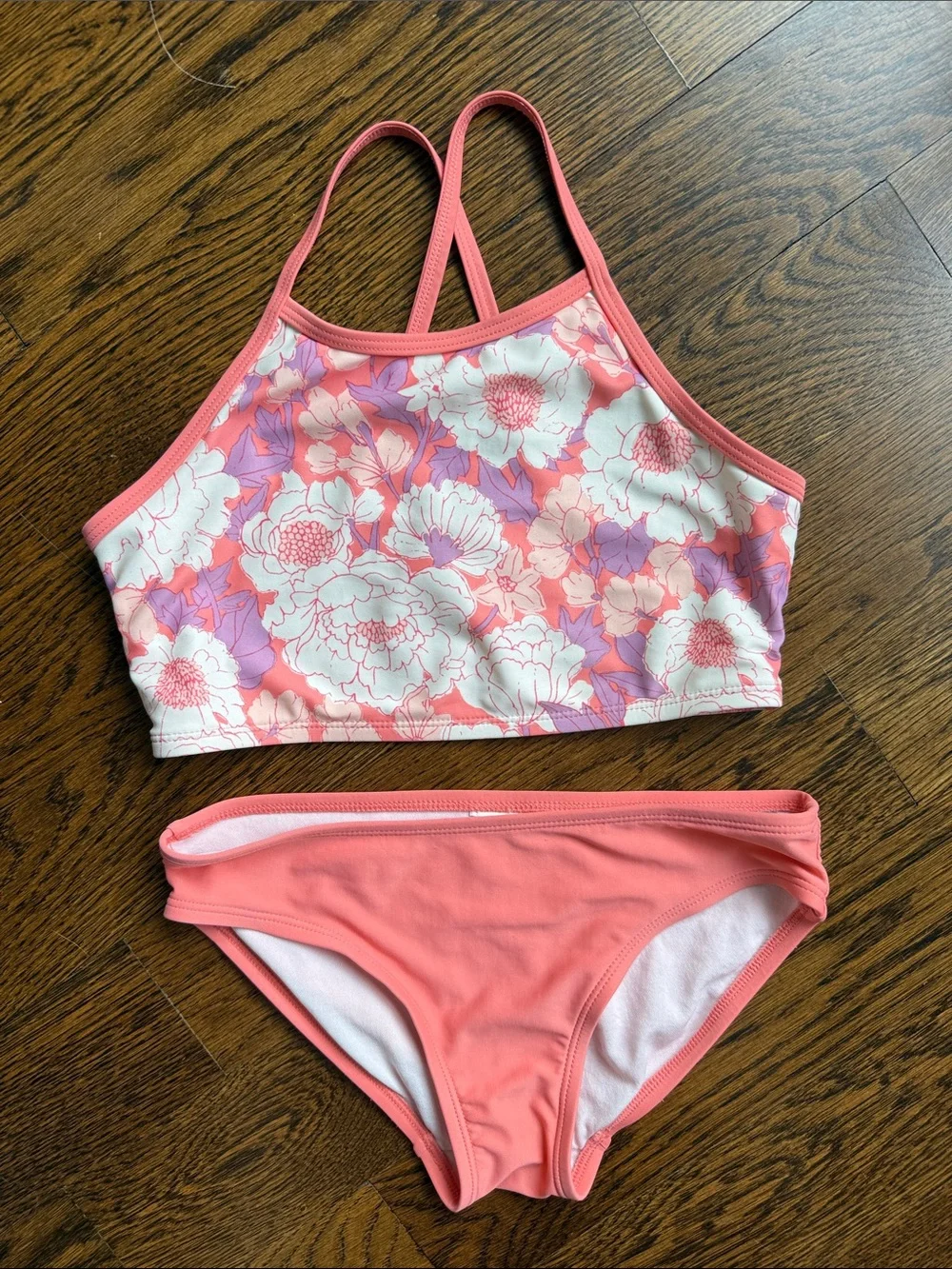 Old Navy Pink Swirl and Green Mix Girls' Swim Set Bundle